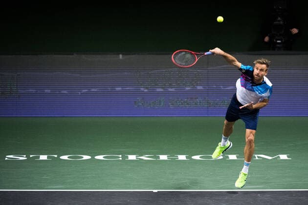 211108 Peter Gojowczyk of Germany competes in men s first round Singles match during Stockholm Open on November 8, 2021 in Stockholm. Photo: Emma Wallskog BILDBYRAN COP 320 EW0028 tennis stockholm open sverige bbeng Copyright: EMMAxWALLSKOG BB211108BB371