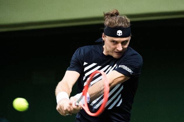 211108 Jozef Kovalik of Slovakia competes in men s first round Singles match during Stockholm Open on November 8, 2021 in Stockholm. Photo: Emma Wallskog BILDBYRAN COP 320 EW0028 tennis stockholm open sverige bbeng Copyright: EMMAxWALLSKOG BB211108BB374