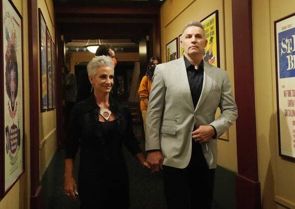 Kurt and Brenda Warner walk into a theater during a special screening of the new movie featuring Warner, American Underdog, at the Tivoli Theater in University City, Missouri on Monday, November 8, 2021. The movie depicts Warner from a supermarket clerk to a Super Bowl Champion with the St. Louis Rams.  SLP2021110816 BILLxGREENBLATT