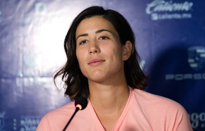Mandatory Credit: Photo by Rob Prange Shutterstock (12595799a) Garbine Muguruza of Spain talks to the media during Media Day at the 2021 Akron WTA, Tennis Damen Finals Guadalajara WTA tennis tournament 2021 Akron WTA Finals Guadalajara Tuesday Media Day - 09 Nov 2021 2021 Akron WTA Finals Guadalajara Tuesday Media Day - 09 Nov 2021  Copyright: xRobxPrange Shutterstockx 12595799a