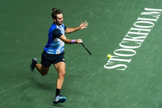 211109 Viktor Durasovic of Norway competes in men s first round Singles match during Stockholm Open on November 9, 2021 in Stockholm. Photo: Emma Wallskog BILDBYRAN COP 320 EW0029 tennis stockholm open day 3 bbeng norge norway Copyright: EMMAxWALLSKOG BB211109BB455