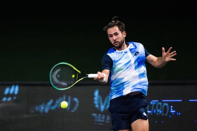 211109 Viktor Durasovic of Norway competes in men s first round Singles match during Stockholm Open on November 9, 2021 in Stockholm. Photo: Emma Wallskog BILDBYRAN COP 320 EW0029 tennis stockholm open day 3 bbeng Copyright: EMMAxWALLSKOG BB211109BB810