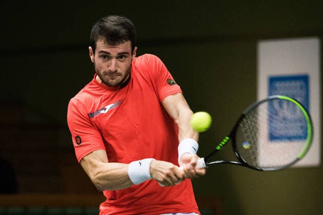 211109 Pedro Martinez of Spain competes in men s first round Singles match during Stockholm Open on November 9, 2021 in Stockholm. Photo: Emma Wallskog BILDBYRAN COP 320 EW0029 tennis stockholm open day 3 bbeng Copyright: EMMAxWALLSKOG BB211109BB820