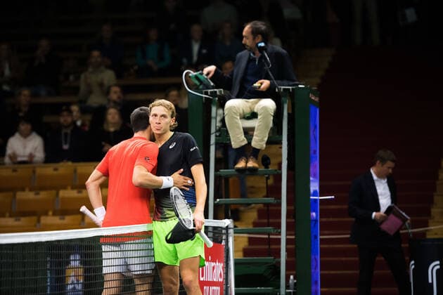 211109 Pedro Martinez of Spain and Emil Ruusuvuori of Finland competes in men s first round Singles match during Stockholm Open on November 9, 2021 in Stockholm. Photo: Emma Wallskog BILDBYRAN COP 320 EW0029 tennis stockholm open day 3 bbeng Copyright: EMMAxWALLSKOG BB211109BB825