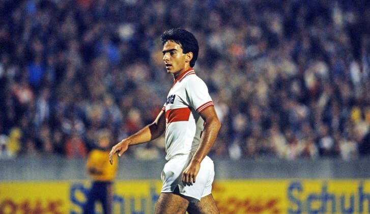 VfB Stuttgart - Cosmos New York Deutschland, Stuttgart, 19.09.1978, Fussball, Bundesliga, Testspiel, VfB Stuttgart - Cosmos New York (6:1): Hansi Müller (VfB Stuttgart). *** VfB Stuttgart Cosmos New York Germany, Stuttgart, 19 09 1978, Football, Bundesliga, Test match, VfB Stuttgart Cosmos New York 6 1 Hansi Müller VfB Stuttgart