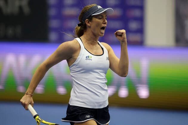 Danielle Collins macht die Faust und jubelt, Jubel, Freude, Emotion Tennis - Ladies Linz 2021 - WTA, Tennis Damen - Tips Arena - Linz - Oberoesterreich - Oesterreich - 10 November 2021. Copyright: xJuergenxHasenkopfx