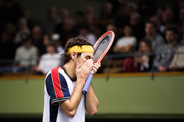 211110 Taylor Fritz of USA looks dejected while competing in men s second round Singles match during Stockholm Open on November 10, 2021 in Stockholm. Photo: Emma Wallskog BILDBYRAN COP 320 EW0031 tennis stockholm open day 4 bbeng depp Copyright: EMMAxWALLSKOG BB211110BB309