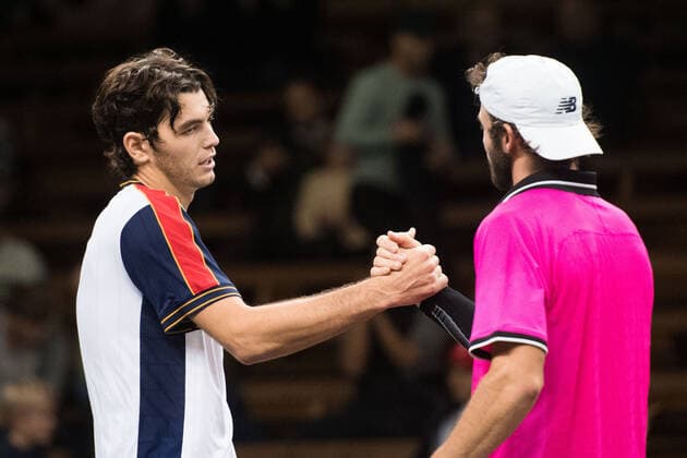 211110 Taylor Fritz of USA and Tommy Paul of USA after competing in men s second round Singles match during Stockholm Open on November 10, 2021 in Stockholm. Photo: Emma Wallskog BILDBYRAN COP 320 EW0031 tennis stockholm open day 4 bbeng Copyright: EMMAxWALLSKOG BB211110BB313