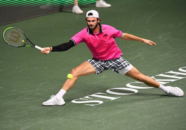 STOCKHOLM 20211110 Tommy Paul of USA in action during his men s singles tennis match against compatriot Taylor Fritz during the tennis tournament Stockholm Open on November 10, 2021. STOCKHOLM SWEDEN TENNIS x10080x