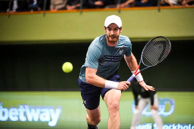 STOCKHOLM 20211110 Andy Murray of Great Britain in action during a men s singles tennis match against Jannik Sinner of Italy during the tennis tournament Stockholm Open on November 10, 2021. STOCKHOLM SWEDEN TENNIS x10080x