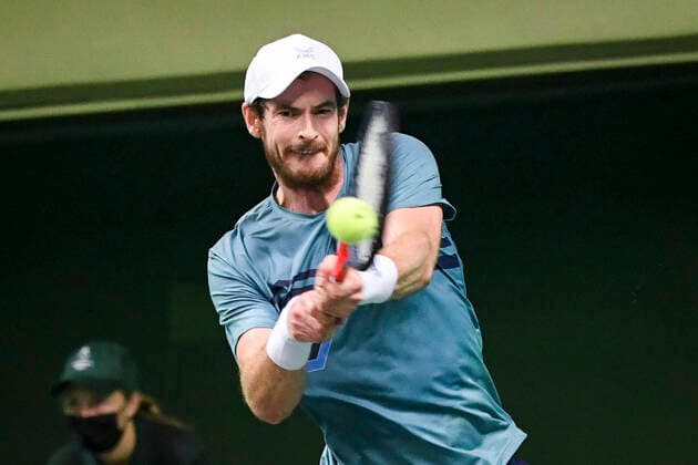 STOCKHOLM 20211110 Andy Murray of Great Britain in action during a men s singles tennis match against Jannik Sinner of Italy during the tennis tournament Stockholm Open on November 10, 2021. STOCKHOLM SWEDEN TENNIS x10080x