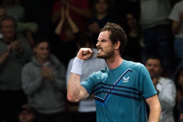211110 Andy Murray of Great Britain celebrates after competing in men s second round Singles match during Stockholm Open on November 10, 2021 in Stockholm. Photo: Emma Wallskog BILDBYRAN COP 320 EW0031 tennis stockholm open day 4 bbeng jubel Copyright: EMMAxWALLSKOG BB211110BB371
