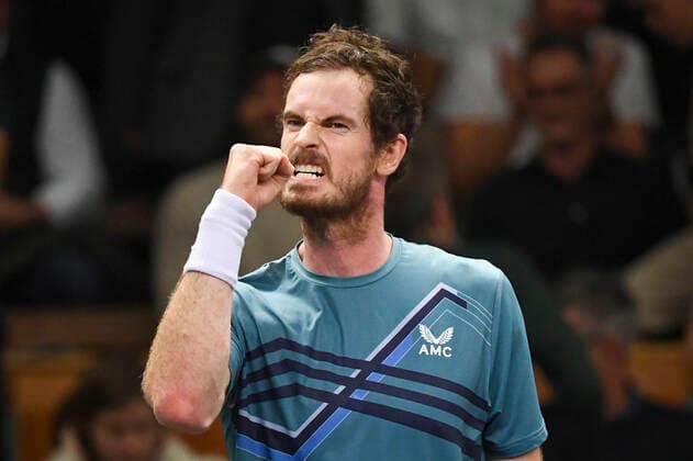 STOCKHOLM 20211110 Andy Murray of Great Britain celebrates after winning his men s singles tennis match against Jannik Sinner of Italy during the tennis tournament Stockholm Open on November 10, 2021. STOCKHOLM SWEDEN TENNIS x10080x