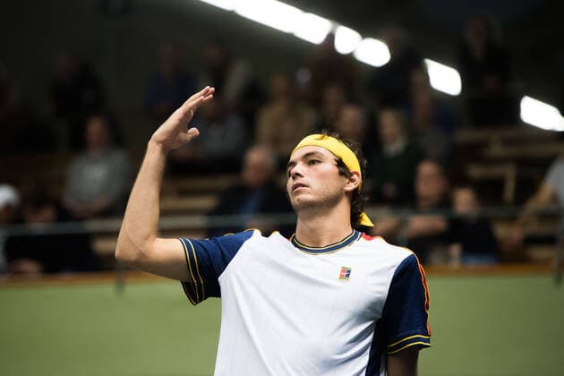 211110 Taylor Fritz of USA looks dejected while competing in men s second round Singles match during Stockholm Open on November 10, 2021 in Stockholm. Photo: Emma Wallskog BILDBYRAN COP 320 EW0031 tennis stockholm open day 4 bbeng depp Copyright: EMMAxWALLSKOG BB211110BB585