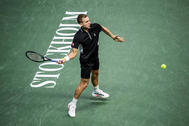 211111 Daniel Evans of Great Britain competing in men s quarter final s Singles match during Stockholm Open on November 11, 2021 in Stockholm. Photo: Jesper Zerman BILDBYRAN COP 234 JZ0154 tennis stockholm open day 5 bbeng Copyright: JESPERxZERMAN BB211111JZ006