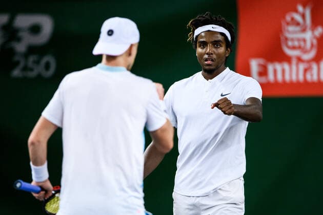 211111 Markus Eriksson and Elias Ymer of Sweden competing in men s quarter final s Doubles match during Stockholm Open on November 11, 2021 in Stockholm. Photo: Jesper Zerman BILDBYRAN COP 234 JZ0154 tennis stockholm open day 5 bbeng jubel Copyright: JESPERxZERMAN BB211111JZ013