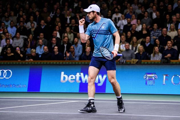 211111 Andy Murray of Great Britain celebrates as he?s competing in men s quarter final s Singles match during Stockholm Open on November 11, 2021 in Stockholm. Photo: Jesper Zerman BILDBYRAN COP 234 JZ0154 tennis stockholm open day 5 bbeng single jubel Copyright: JESPERxZERMAN BB211111JZ109