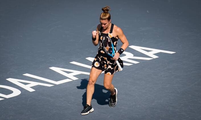 Mandatory Credit: Photo by Rob Prange Shutterstock (12596804m) Maria Sakkari of Greece in action during the first round-robin match at the 2021 Akron WTA, Tennis Damen Finals Guadalajara WTA tennis tournament Akron WTA Finals, Day 2, Tennis, Panamerican Tennis Center Guadalajara, Mexico - 11 Nov 2021 Akron WTA Finals, Day 2, Tennis, Panamerican Tennis Center Guadalajara, Mexico - 11 Nov 2021  Copyright: xRobxPrange Shutterstockx 12596804m