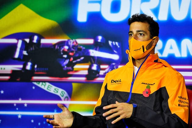 F1 Grand Prix of Brazil 3 Daniel Ricciardo (AUS, McLaren F1 Team), F1 Grand Prix of Brazil at Autodromo Jose Carlos Pace on November 11, 2021 in Sao Paulo, Brazil. (Photo by xpbimages.com XPB Images FIA Pool via HOCH ZWEI) Sao Paulo Brazil Poolfoto HOCH ZWEI Pool XPB Images ,EDITORIAL USE ONLY
