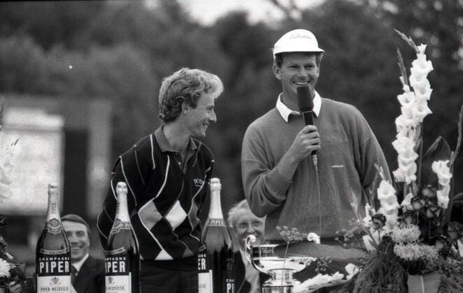 11.10.87 Golf Mönsheim Langer Deutschland, Mönsheim, 11.10.1987, Golf, German Masters: Bernhard Langer. *** 11 10 87 Golf Mönsheim Langer Germany, Mönsheim, 11 10 1987, Golf, German Masters Bernhard Langer