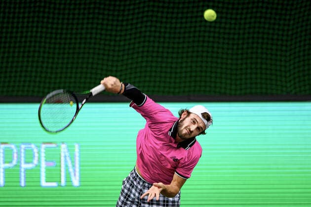211112 Tommy Paul of USA competes in men s semi final s singles match during Stockholm Open of the Stockholm Open on November 12, 2021 in Stockholm. Photo: Simon Hastegard BILDBYRAN kod SH SH0191 tennis stockholm open 6 bbeng jubel Copyright: SIMONxHASTEGARD BB211112SH050