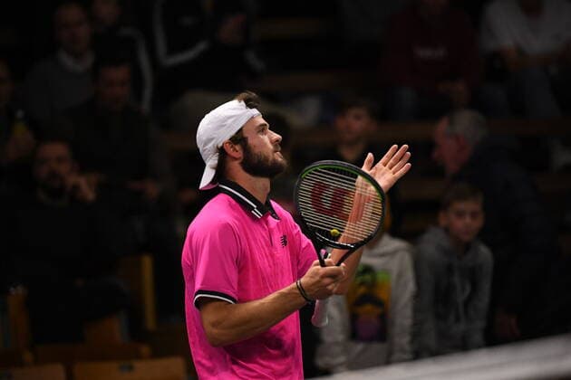 STOCKHOLM 20211112 Tommy Paul of USA won the semi final against Frances Tiafoe of USA during Stockholm Open 2021 in at the Royal Tennis Hall Friday Nov. 12, 2021. STOCKHOLM SWEDEN TENNIS x10080x