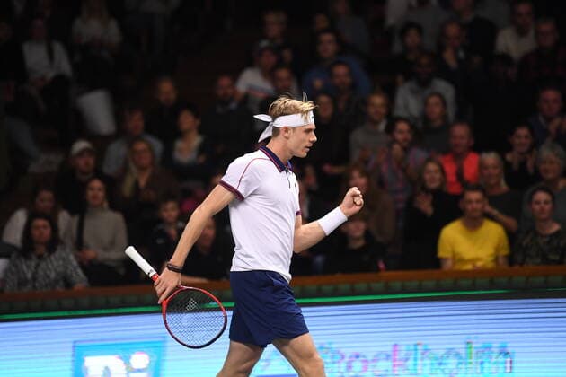 STOCKHOLM 20211112 Canada s Denis Shapovalov in his semi final against Felix Auger-Aliassime of Canada during ATP, Tennis Herren Stockholm Open 2021 in at the Royal Tennis Hall Friday Nov. 12, 2021. STOCKHOLM SWEDEN TENNIS x10080x