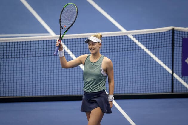 TENNIS - WTA, Tennis Damen Upper Austria Ladies Linz LINZ,AUSTRIA,12.NOV.21 - TENNIS - WTA Tour, Upper Austria Ladies Linz. Image shows the rejoicing of Alison Riske (USA).  GEPAxpictures xManfredxBinder