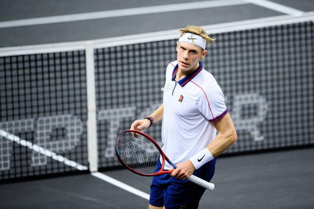 211112 Denis Shapovalov of Canada competes in men s semi final s singles match during Stockholm Open of the Stockholm Open on November 12, 2021 in Stockholm. Photo: Simon Hastegard BILDBYRAN kod SH SH0191 tennis stockholm open 6 bbeng jubel Copyright: SIMONxHASTEGARD BB211112SH055