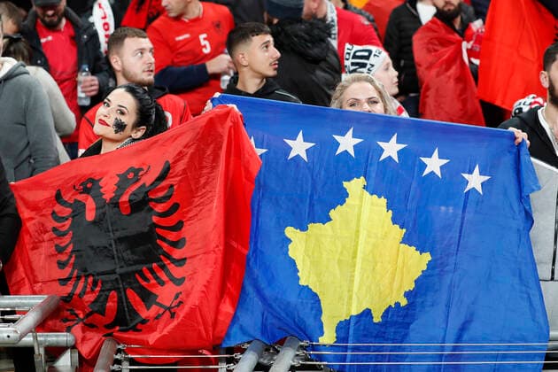 England v Albania 2022 FIFA World Cup, WM, Weltmeisterschaft, Fussball Qualifiers The Albanian fans before the 2022 FIFA World Cup Qualifiers Group I match at Wembley Stadium, London Content Not Available For UK Newspapers Copyright: xPaulxChestertonx FIL-16101-0070