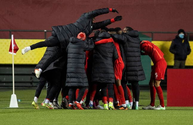 Sport Bilder des Tages November 12, 2021, EDMONTON, AB, CANADA: Team Canada celebrates a goal against Costa Rica during second half World Cup qualifier soccer action in Edmonton on Friday, November 12, 2021. Canada News - November 12, 2021  - ZUMAc35_ 20211112_zaf_c35_065 Copyright: xJasonxFransonx