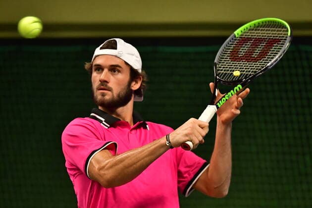 USA s Tommy Paul returns the ball during the men s final match of the ATP, Tennis Herren Stockholm Open tennis tournament in Stockholm on November 13, 2021. STOCKHOLM Sweden TENNIS x10030x Copyright: xJonasxEkströmer TTx STOCKHOLM OPEN