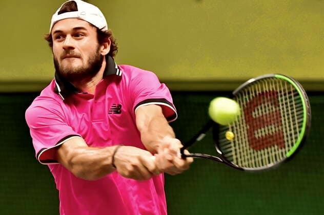 USA s Tommy Paul returns the ball during the men s final match of the ATP, Tennis Herren Stockholm Open tennis tournament in Stockholm on November 13, 2021. STOCKHOLM Sweden TENNIS x10030x Copyright: xJonasxEkströmer TTx STOCKHOLM OPEN
