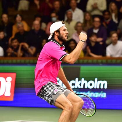 USA s Tommy Paul celebrates the victory during the men s final match of the ATP, Tennis Herren Stockholm Open tennis tournament in Stockholm on November 13, 2021. STOCKHOLM Sweden TENNIS x10030x Copyright: xJonasxEkströmer TTx STOCKHOLM OPEN