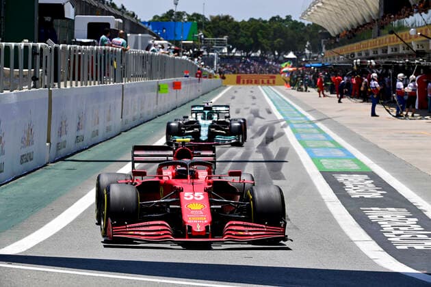 55 Carlos Sainz (ESP, Scuderia Ferrari Mission Winnow), F1 Grand Prix of Brazil at Autodromo Jose Carlos Pace on November 13, 2021 in Sao Paulo, Brazil. (Photo by HOCH ZWEI) Sao Paulo Brazil