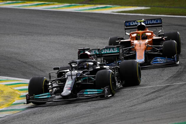 44 HAMILTON Lewis (gbr), Mercedes AMG F1 GP W12 E Performance, action during the Sprint race of the Formula 1 Heineken Grande Premio De Sao Paulo 2021, Sao Paulo Grand Prix, 19th round of the 2021 FIA Formula One World Championship, WM, Weltmeisterschaft from November 12 to 14, 2021 on the Interlagos Circuit, in Sao Paulo, Brazil - F1 - SAO PAULO GRAND PRIX 2021 DPPI Panoramic  00121039_FGO03762.JPG_
