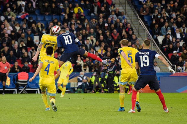 But de Kylian Mbappe ( 10 - France ) - FOOTBALL : France vs Kazakhstan - Qualification coupe du monde - Paris - 13 11 2021 FedericoPestellini Panoramic 