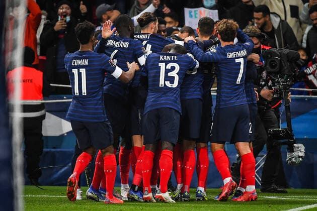 November 13, 2021, Creteil, France, France: Karim BENZEMA of France celebrate his goal with teammates during the FIFA World Cup, WM, Weltmeisterschaft, Fussball Qualification 2022 Group D match between France and Kazakhstan at Parc des Princes stadium on November 13, 2021 in Paris, France. Creteil France - ZUMAm308 20211113_zsp_m308_005 Copyright: xMatthieuxMirvillex