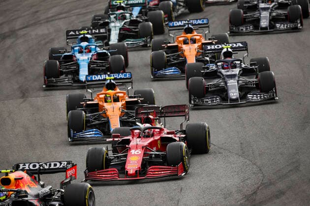 16 Charles Leclerc (MON, Scuderia Ferrari Mission Winnow), 4 Lando Norris (GBR, McLaren F1 Team), 10 Pierre Gasly (FRA, Scuderia AlphaTauri Honda), F1 Grand Prix of Brazil at Autodromo Jose Carlos Pace on November 13, 2021 in Sao Paulo, Brazil. (Photo by HOCH ZWEI) Sao Paulo Brazil