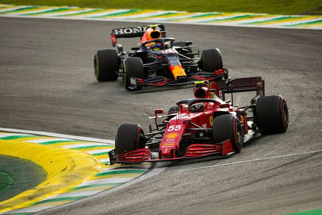 55 Carlos Sainz (ESP, Scuderia Ferrari Mission Winnow), F1 Grand Prix of Brazil at Autodromo Jose Carlos Pace on November 13, 2021 in Sao Paulo, Brazil. (Photo by HOCH ZWEI) Sao Paulo Brazil