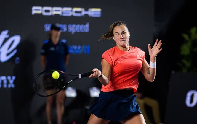 Mandatory Credit: Photo by Rob Prange Shutterstock (12596809dw) Aryna Sabalenka of Belarus in action during the second round robin match at the 2021 Akron WTA, Tennis Damen Finals Guadalajara WTA tennis tournament Akron WTA Finals, Day 4, Tennis, Panamerican Tennis Center Guadalajara, Mexico - 13 Nov 2021 Akron WTA Finals, Day 4, Tennis, Panamerican Tennis Center Guadalajara, Mexico - 13 Nov 2021  Copyright: xRobxPrange Shutterstockx 12596809dw