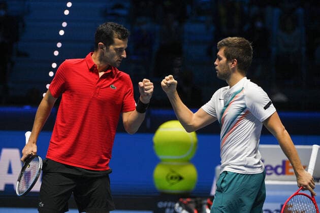 Photo Marco Alpozzi LaPresse November 14, 2021 Turin (Italy) Tennis Nitto ATP, Tennis Herren Finals - men s doubles - Round Robin Mektic Pavic Vs Krawietz Tecau In the pic: Mate Pavic (Croatia), Nikola Mektic (Croatia),  Copyright: xMarcoxAlpozzi LaPressex