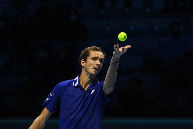 Photo Marco Alpozzi LaPresse November 14, 2021 Turin (Italy) Tennis Nitto ATP, Tennis Herren Finals - Men s single - Daniil Medvedev vs Hubert Hurkacz In the picture: Daniil Medvedev  Copyright: xMarcoxAlpozzi LaPressex