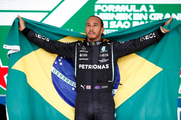 44 Lewis Hamilton (GBR, Mercedes-AMG Petronas F1 Team), F1 Grand Prix of Brazil at Autodromo Jose Carlos Pace on November 14, 2021 in Sao Paulo, Brazil. (Photo by HOCH ZWEI) Sao Paulo Brazil