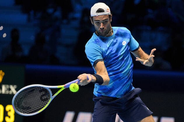 Photo Marco Alpozzi LaPresse November 14, 2021 Turin (Italy) Tennis Nitto ATP, Tennis Herren Finals - men s singles - Round Robin Alexander Zverev Vs Matteo Berrettini In the pic: Matteo Berrettini  Copyright: xMarcoxAlpozzi LaPressex
