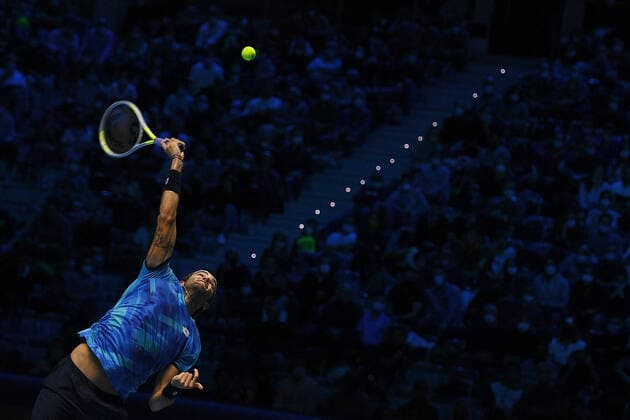 Photo Marco Alpozzi LaPresse November 14, 2021 Turin (Italy) Tennis Nitto ATP, Tennis Herren Finals - men s singles - Round Robin Alexander Zverev Vs Matteo Berrettini In the pic: Matteo Berrettini  Copyright: xMarcoxAlpozzi LaPressex