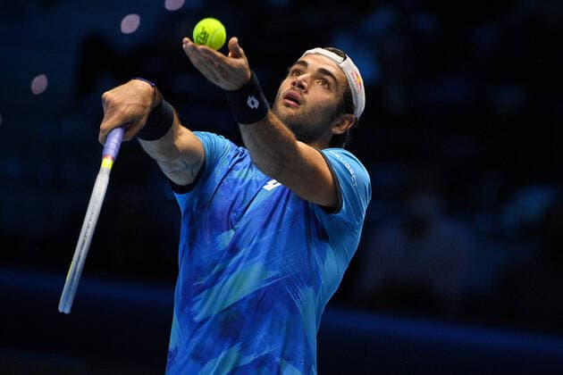 Photo Marco Alpozzi LaPresse November 14, 2021 Turin (Italy) Tennis Nitto ATP, Tennis Herren Finals - men s singles - Round Robin Alexander Zverev Vs Matteo Berrettini In the pic: Matteo Berrettini  Copyright: xMarcoxAlpozzi LaPressex