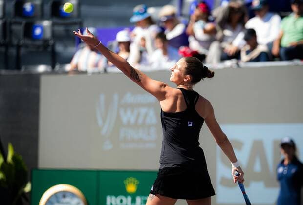 Mandatory Credit: Photo by Rob Prange Shutterstock (12596810s) Karolina Pliskova of the Czech Republic in action during the third round robin match at the 2021 Akron WTA, Tennis Damen Finals Guadalajara WTA tennis tournament Akron WTA Finals, Day 5, Tennis, Panamerican Tennis Center Guadalajara, Mexico - 14 Nov 2021 Akron WTA Finals, Day 5, Tennis, Panamerican Tennis Center Guadalajara, Mexico - 14 Nov 2021  Copyright: xRobxPrange Shutterstockx 12596810s