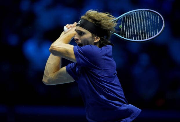 Mandatory Credit: Photo by Ella Ling Shutterstock (12602560bp) Alexander Zverev of Germany in action Nitto ATP, Tennis Herren Finals, Tennis, Turin, Italy - 14 Nov 2021 Nitto ATP Finals, Tennis, Turin, Italy - 14 Nov 2021  Copyright: xEllaxLing Shutterstockx 12602560bp