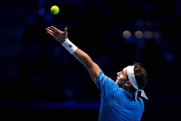 Photo Marco Alpozzi LaPresse November 15, 2021 Turin (Italy) Tennis Nitto ATP, Tennis Herren Finals - men s singles - Round Robin Novak Djokovic Vs Casper Ruud In the pic: Casper Ruud (Norway)  Copyright: xMarcoxAlpozzi LaPressex